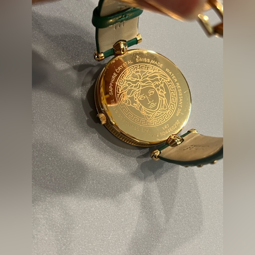 Versace VANITAS Swiss Quartz Green Leather Watch 40mm Authentic - Picture 7 of 13